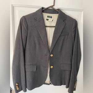 J Crew factory schoolboy blazer - gray - size 0 - with gold buttons - wool blend